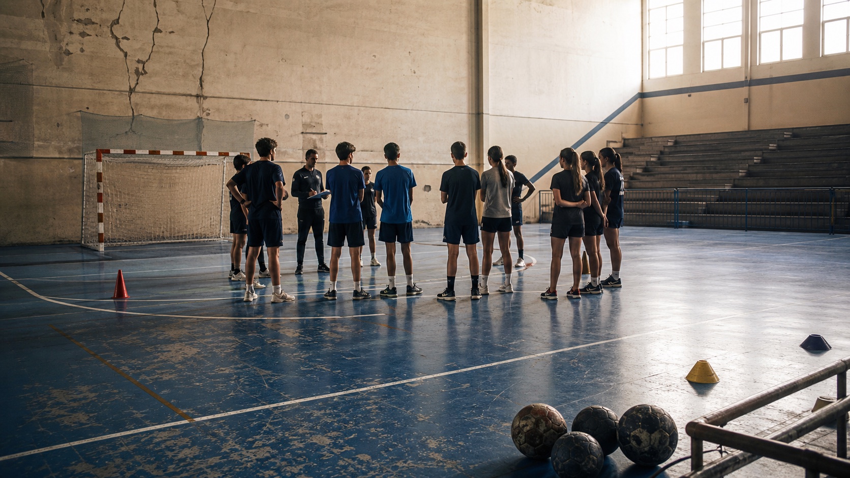 Jugadores jóvenes de balonmano en pretemporada