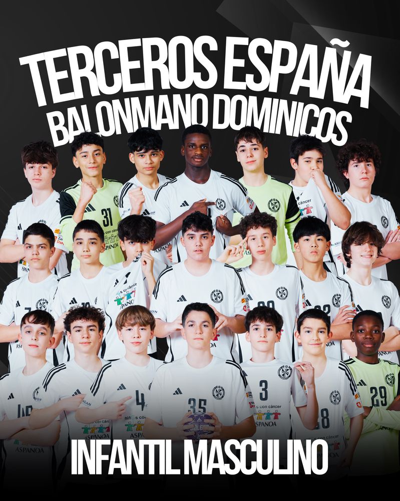 Equipo infantil masculino de Balonmano Dominicos, tercero de España